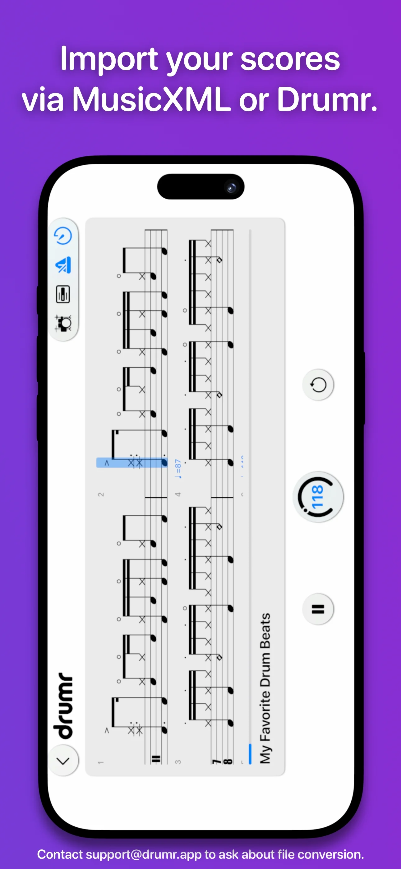 Drumr on iPhone - Progress tracking